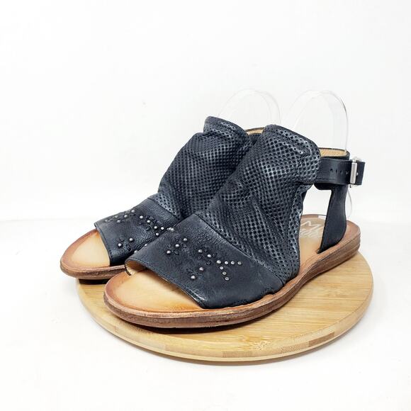 Miz Mooz Sandals Womens 37 Fifi Black Leather Boho Bootie Ankle Strap Shoes - Picture 5 of 11